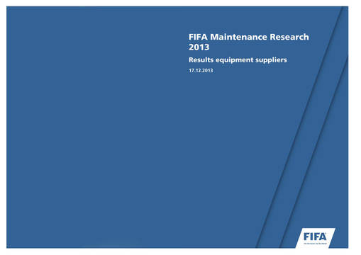 FIFA - Maintenance Research - Results equipment suppliers