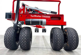 TurfRoller TR5000 - 8 turf tires for minimum surface pressure.